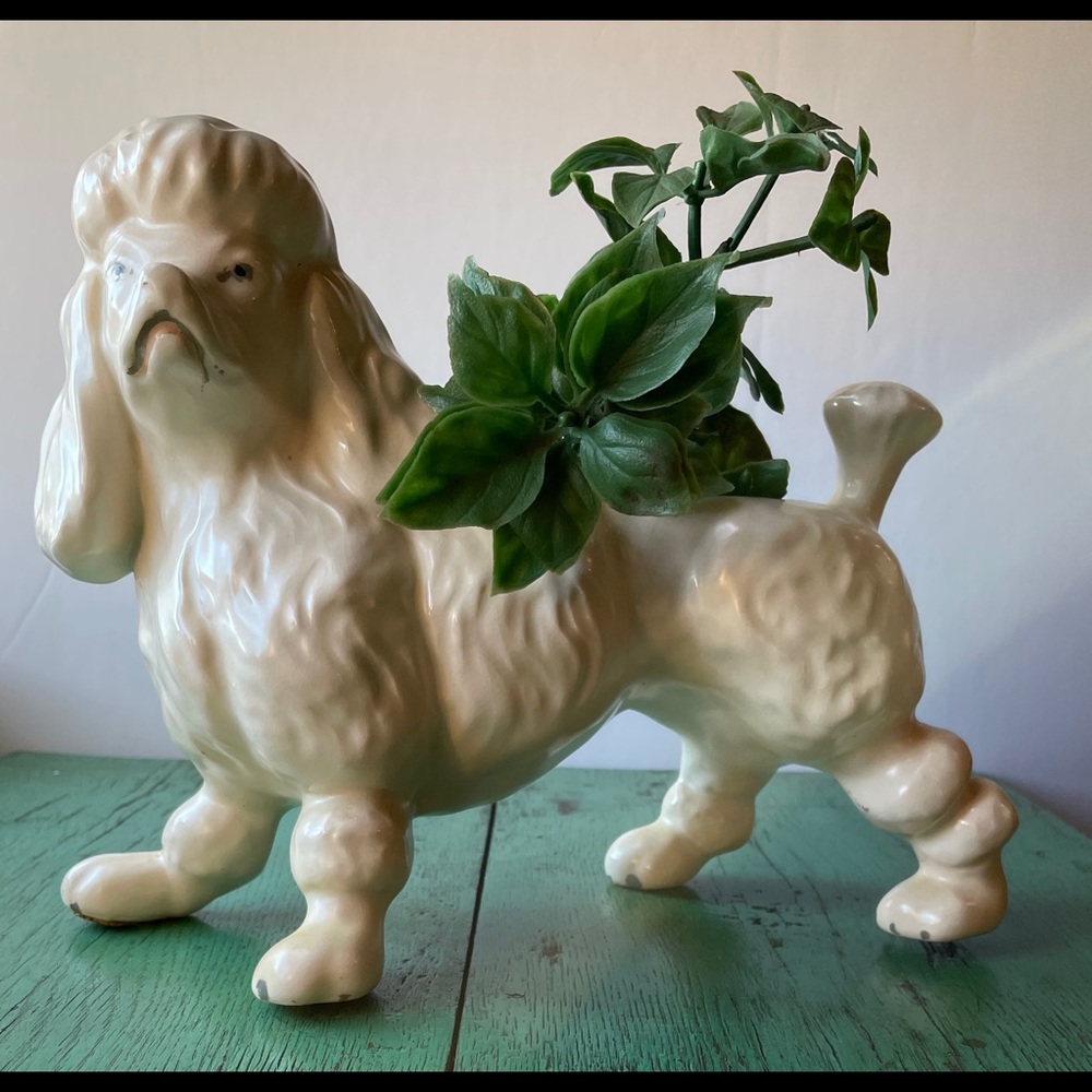 Vintage Ceramic Poodle Dog Planter